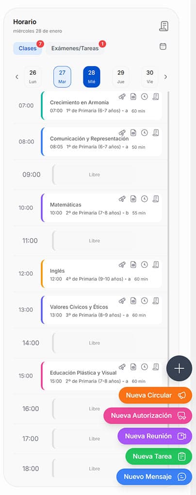Vista móvil EduNova - App para familias y docentes